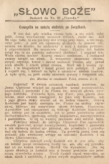 Słowo Boże : dodatek do Prawdy. 1908, nr 29