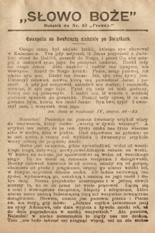 Słowo Boże : dodatek do Prawdy. 1908, nr 43