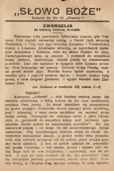 Słowo Boże : dodatek do Prawdy. 1908, nr 51