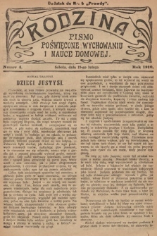 Rodzina : pismo poświęcone wychowaniu i nauce domowej. 1910, nr 4