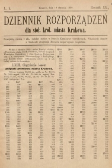 Dziennik Rozporządzeń dla Stoł. Król. Miasta Krakowa. 1899, L. 1