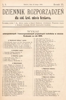 Dziennik Rozporządzeń dla Stoł. Król. Miasta Krakowa. 1899, L. 2
