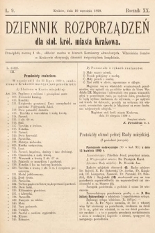 Dziennik Rozporządzeń dla Stoł. Król. Miasta Krakowa. 1899, L. 9