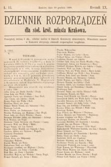 Dziennik Rozporządzeń dla Stoł. Król. Miasta Krakowa. 1899, L. 13