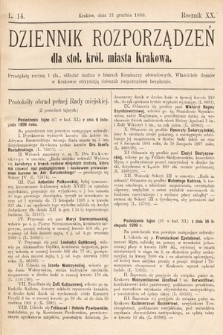 Dziennik Rozporządzeń dla Stoł. Król. Miasta Krakowa. 1899, L. 14