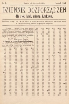 Dziennik Rozporządzeń dla Stoł. Król. Miasta Krakowa. 1900, L. 1