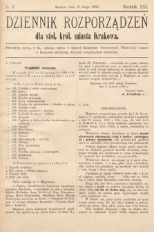 Dziennik Rozporządzeń dla Stoł. Król. Miasta Krakowa. 1900, L. 2