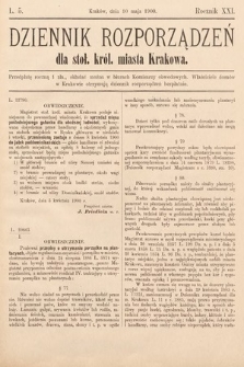 Dziennik Rozporządzeń dla Stoł. Król. Miasta Krakowa. 1900, L. 5