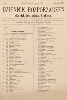 Dziennik Rozporządzeń dla Stoł. Król. Miasta Krakowa. 1900, L. 9