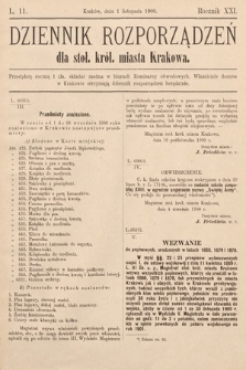 Dziennik Rozporządzeń dla Stoł. Król. Miasta Krakowa. 1900, L. 11