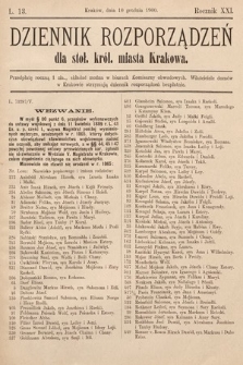Dziennik Rozporządzeń dla Stoł. Król. Miasta Krakowa. 1900, L. 13
