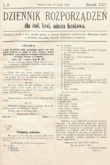Dziennik Rozporządzeń dla Stoł. Król. Miasta Krakowa. 1903, L. 2
