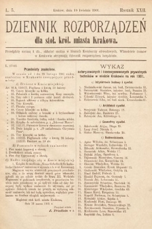 Dziennik Rozporządzeń dla Stoł. Król. Miasta Krakowa. 1901, L. 5