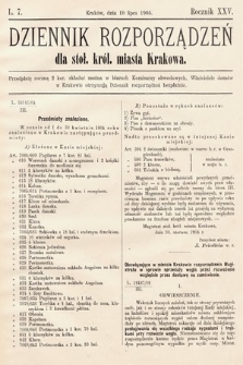 Dziennik Rozporządzeń dla Stoł. Król. Miasta Krakowa. 1904, L. 7
