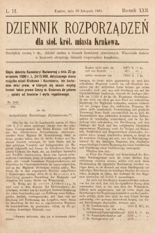 Dziennik Rozporządzeń dla Stoł. Król. Miasta Krakowa. 1901, L. 12