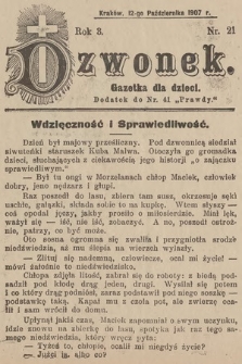 Dzwonek : gazetka dla dzieci. 1907, nr 21
