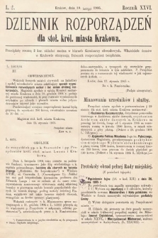 Dziennik Rozporządzeń dla Stoł. Król. Miasta Krakowa. 1905, L. 2