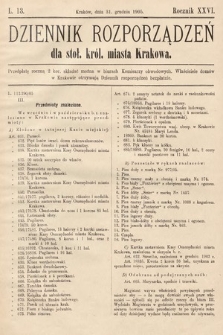 Dziennik Rozporządzeń dla Stoł. Król. Miasta Krakowa. 1905, L. 13