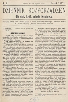 Dziennik Rozporządzeń dla Stoł. Król. Miasta Krakowa. 1916, nr 1