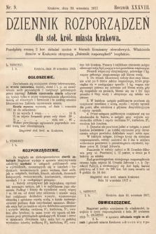 Dziennik Rozporządzeń dla Stoł. Król. Miasta Krakowa. 1917, nr 9