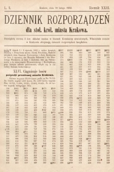 Dziennik Rozporządzeń dla Stoł. Król. Miasta Krakowa. 1902, L. 2