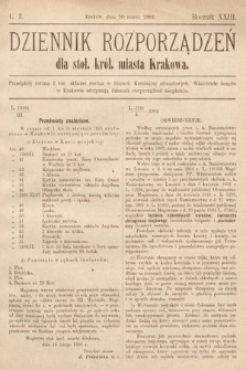 Dziennik Rozporządzeń dla Stoł. Król. Miasta Krakowa. 1902, L. 3