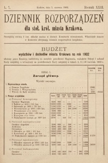 Dziennik Rozporządzeń dla Stoł. Król. Miasta Krakowa. 1902, L. 7