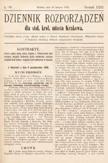 Dziennik Rozporządzeń dla Stoł. Król. Miasta Krakowa. 1902, L. 10