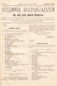 Dziennik Rozporządzeń dla Stoł. Król. Miasta Krakowa. 1902, L. 13