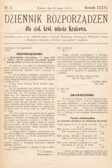 Dziennik Rozporządzeń dla Stoł. Król. Miasta Krakowa. 1915, nr 2