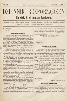 Dziennik Rozporządzeń dla Stoł. Król. Miasta Krakowa. 1915, nr 12