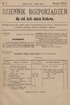 Dziennik Rozporządzeń dla Stoł. Król. Miasta Krakowa. 1918, nr 2