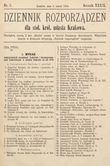 Dziennik Rozporządzeń dla Stoł. Król. Miasta Krakowa. 1918, nr 3