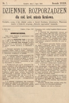 Dziennik Rozporządzeń dla Stoł. Król. Miasta Krakowa. 1918, nr 7
