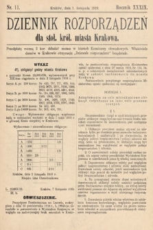 Dziennik Rozporządzeń dla Stoł. Król. Miasta Krakowa. 1918, nr 11