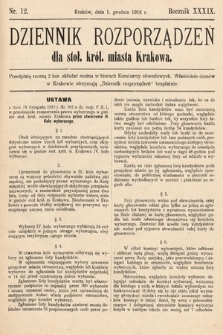 Dziennik Rozporządzeń dla Stoł. Król. Miasta Krakowa. 1918, nr 12