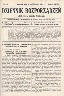 Dziennik Rozporządzeń dla Stoł. Król. Miasta Krakowa. 1927, nr 10
