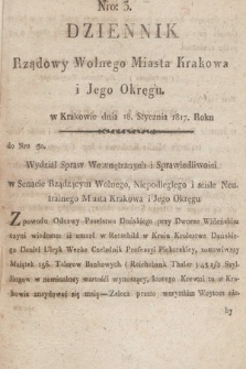 Dziennik Rządowy Wolnego Miasta Krakowa i Jego Okręgu. 1817, nr 3