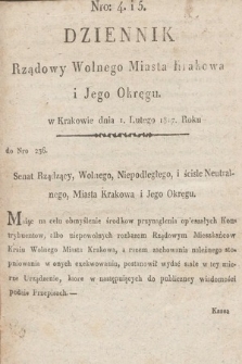 Dziennik Rządowy Wolnego Miasta Krakowa i Jego Okręgu. 1817, nr 4-5