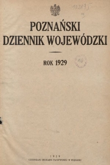 Poznański Dziennik Wojewódzki. 1929, skorowidz alfabetyczny