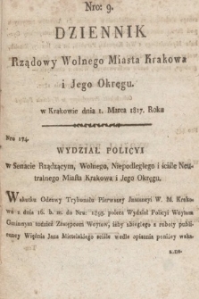 Dziennik Rządowy Wolnego Miasta Krakowa i Jego Okręgu. 1817, nr 9