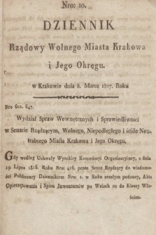 Dziennik Rządowy Wolnego Miasta Krakowa i Jego Okręgu. 1817, nr 10