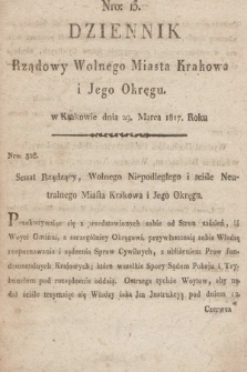 Dziennik Rządowy Wolnego Miasta Krakowa i Jego Okręgu. 1817, nr 13