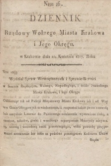 Dziennik Rządowy Wolnego Miasta Krakowa i Jego Okręgu. 1817, nr 16