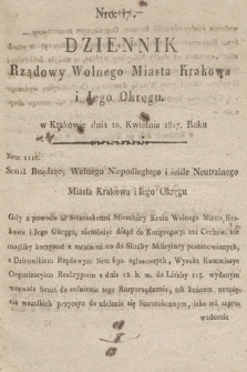 Dziennik Rządowy Wolnego Miasta Krakowa i Jego Okręgu. 1817, nr 17