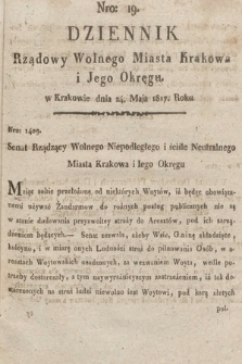 Dziennik Rządowy Wolnego Miasta Krakowa i Jego Okręgu. 1817, nr 19