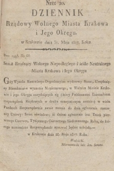 Dziennik Rządowy Wolnego Miasta Krakowa i Jego Okręgu. 1817, nr 20