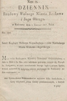 Dziennik Rządowy Wolnego Miasta Krakowa i Jego Okręgu. 1817, nr 21
