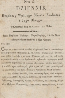 Dziennik Rządowy Wolnego Miasta Krakowa i Jego Okręgu. 1817, nr 25