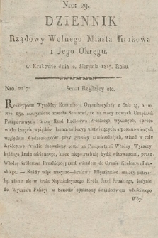 Dziennik Rządowy Wolnego Miasta Krakowa i Jego Okręgu. 1817, nr 29